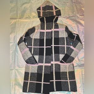 MARLED NAVY, GRAY, LIGHT PINK CARDIGAN SWEATER JACKET WITH HOOD